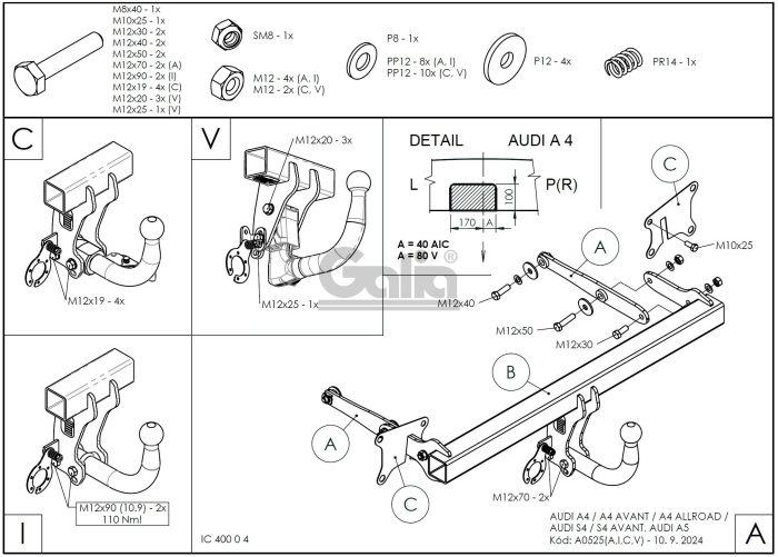 Hak holowniczy AUDI A4, A5 - B9 (od 2016r)